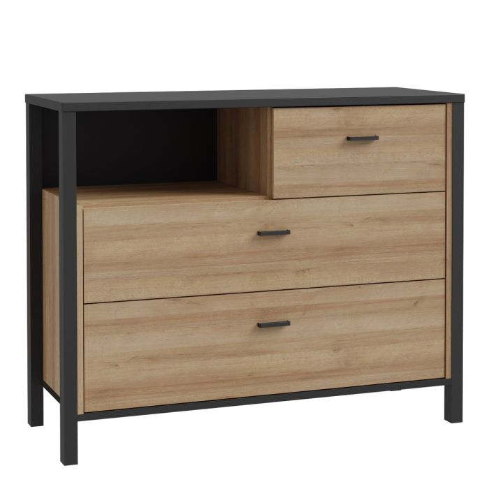 High Rock Chest of Drawers in Matt Black and Riviera Oak